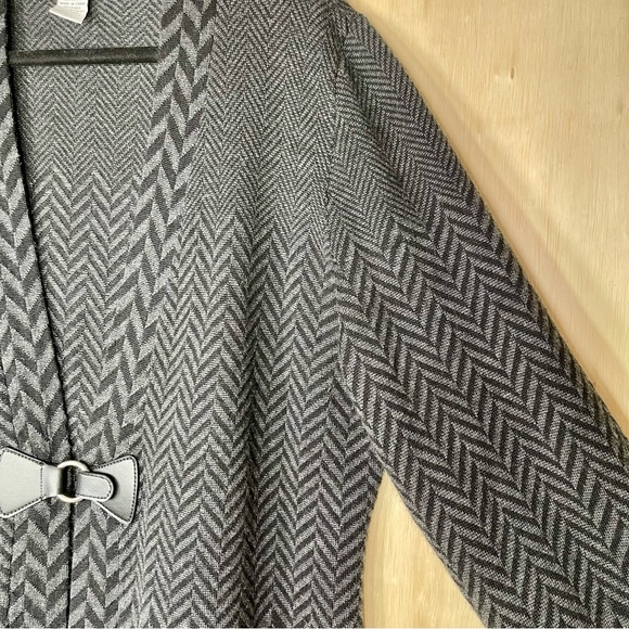 Soft Surroundings Herringbone West Saxon Duster Cardigan Wool Black Size 1X - Picture 6 of 10